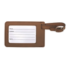 Back of dark brown leatherette luggage tag
