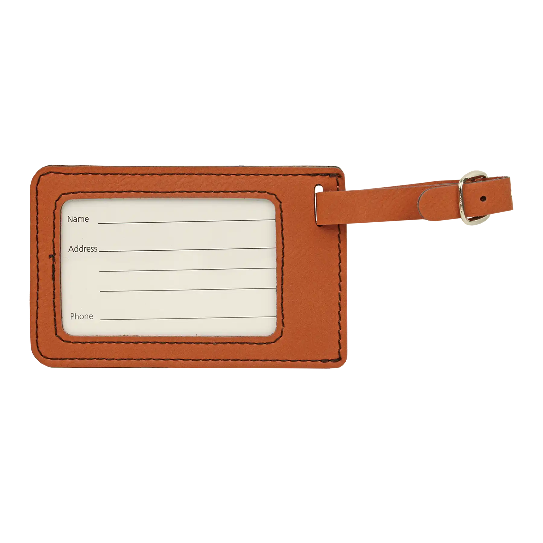 Back of rawhide leatherette luggage tag