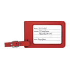 Personalized red leatherette luggage tag etched with with your logo, monogram, or design