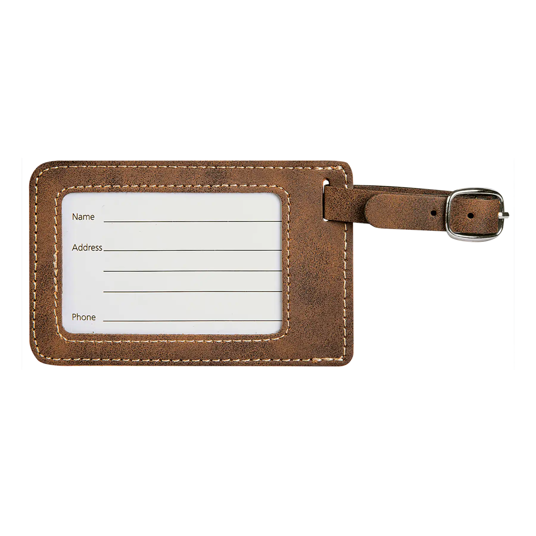 Back of rustic leatherette luggage tag
