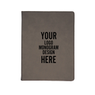 Personalized 7 x 9 canvas and leatherette portfolio with gray leatherette panel, custom laser engraved with logo, monogram, or design.