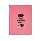 Personalized 7 x 9 canvas and leatherette portfolio with pink leatherette panel, custom laser engraved with logo, monogram, or design.