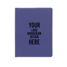 Personalized 7 x 9 canvas and leatherette portfolio with purple leatherette panel, custom laser engraved with logo, monogram, or design.