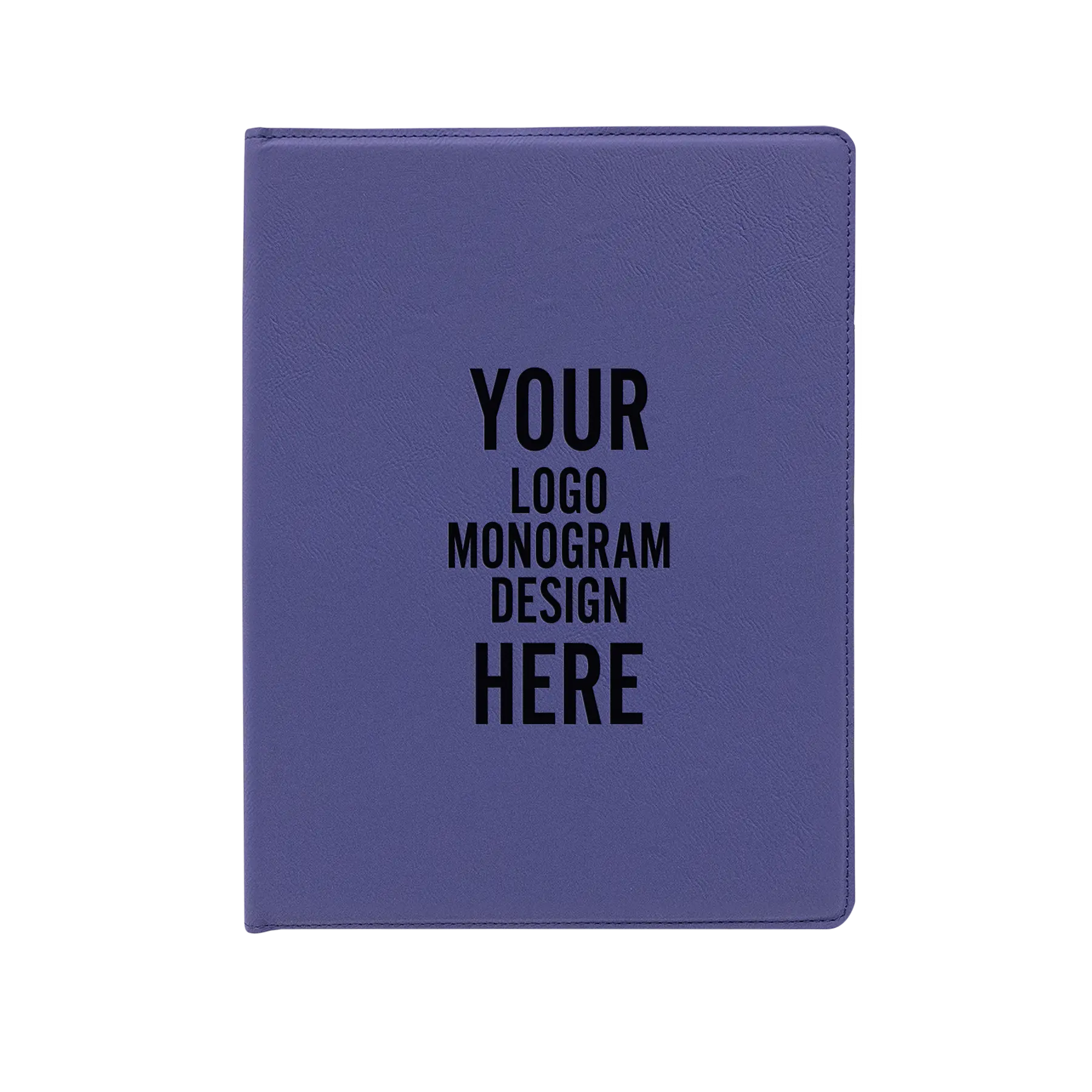 Personalized 7 x 9 canvas and leatherette portfolio with purple leatherette panel, custom laser engraved with logo, monogram, or design.