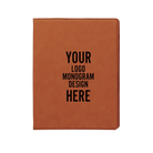 Personalized 7 x 9 canvas and leatherette portfolio with rawhide leatherette panel, custom laser engraved with logo, monogram, or design.