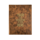 Personalized 7 x 9 canvas and leatherette portfolio with rustic leatherette panel, custom laser engraved with logo, monogram, or design.
