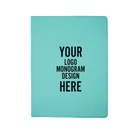 Personalized 7 x 9 canvas and leatherette portfolio with teal leatherette panel, custom laser engraved with logo, monogram, or design.