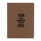 Personalized 7 x 9 canvas and leatherette portfolio with dark brown leatherette panel, custom laser engraved with logo, monogram, or design.