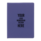 Personalized 7 x 9 canvas and leatherette portfolio with purple leatherette panel, custom laser engraved with logo, monogram, or design.