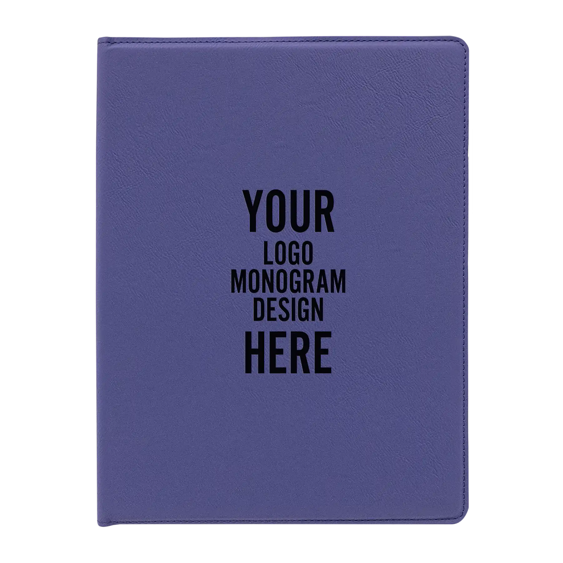 Personalized 7 x 9 canvas and leatherette portfolio with purple leatherette panel, custom laser engraved with logo, monogram, or design.