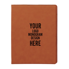 Personalized 7 x 9 canvas and leatherette portfolio with rawhide leatherette panel, custom laser engraved with logo, monogram, or design.