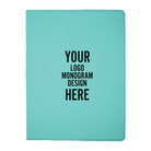 Personalized 7 x 9 canvas and leatherette portfolio with teal leatherette panel, custom laser engraved with logo, monogram, or design.