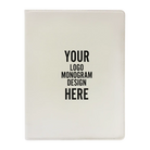 Personalized 7 x 9 canvas and leatherette portfolio with white leatherette panel, custom laser engraved with logo, monogram, or design.