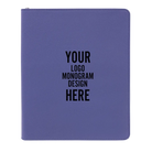 Personalized 7 x 9 canvas and leatherette portfolio with purple leatherette panel, custom laser engraved with logo, monogram, or design.