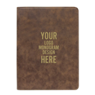 Personalized 7 x 9 canvas and leatherette portfolio with rustic leatherette panel, custom laser engraved with logo, monogram, or design.