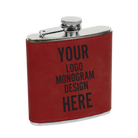 Custom laser etched rose 6 oz leatherette stainless steel flask etched with your logo, monogram, or design