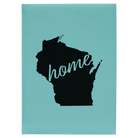 Large teal leatherette journal laser etched with 'Wisconsin Home' design