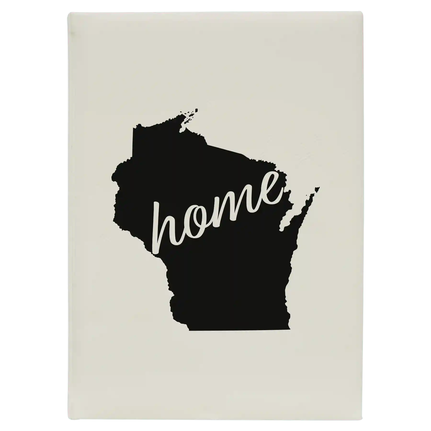 Large white leatherette journal laser etched with 'Wisconsin Home' design