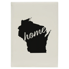 Large white leatherette sketch book laser etched with 'Wisconsin Home' design