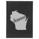 Large black/silver leatherette sketch book laser etched with 'Wisconsin Home' design