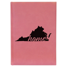 Large pink leatherette sketch book laser etched with 'Virginia Home' design