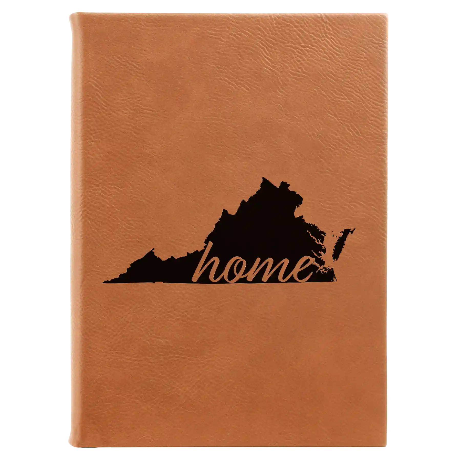 Large rawhide leatherette journal laser etched with 'Virginia Home' design