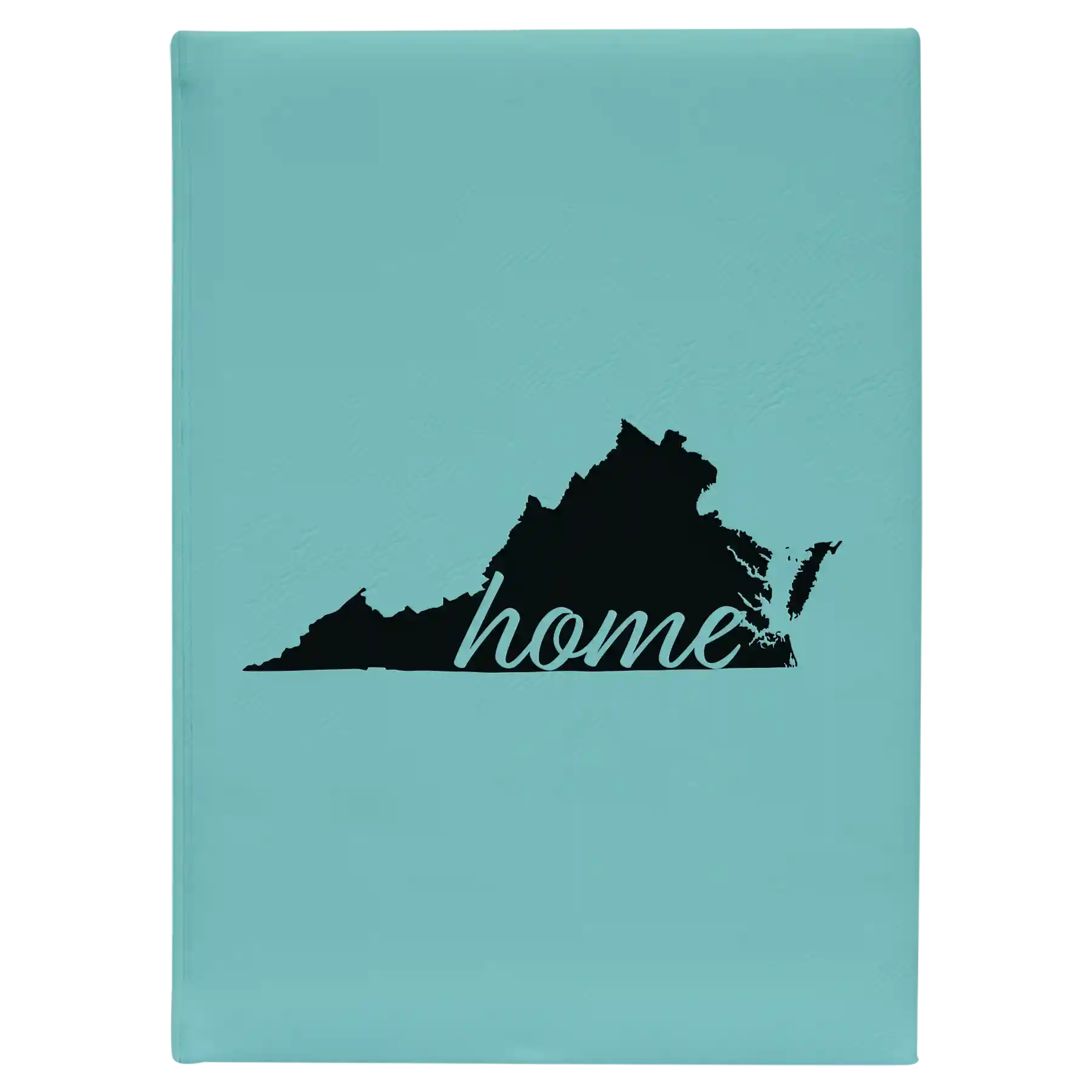 Large teal leatherette journal laser etched with 'Virginia Home' design