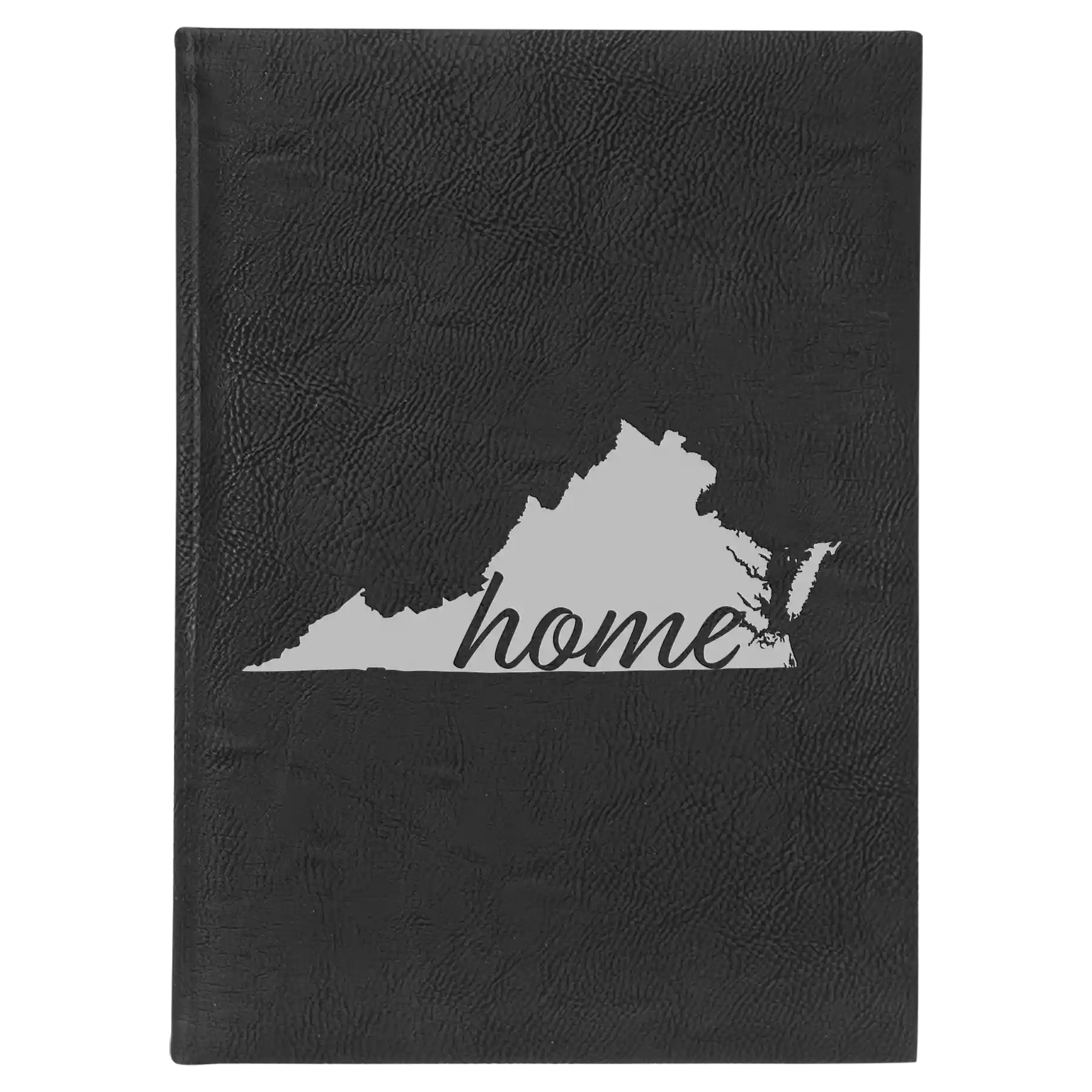 Large black/silver leatherette journal laser etched with 'Virginia Home' design