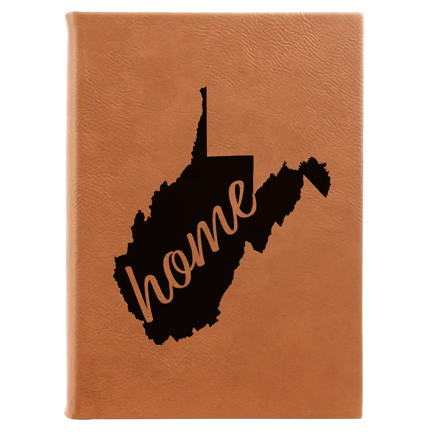 Large rawhide leatherette journal laser etched with 'West Virginia Home' design