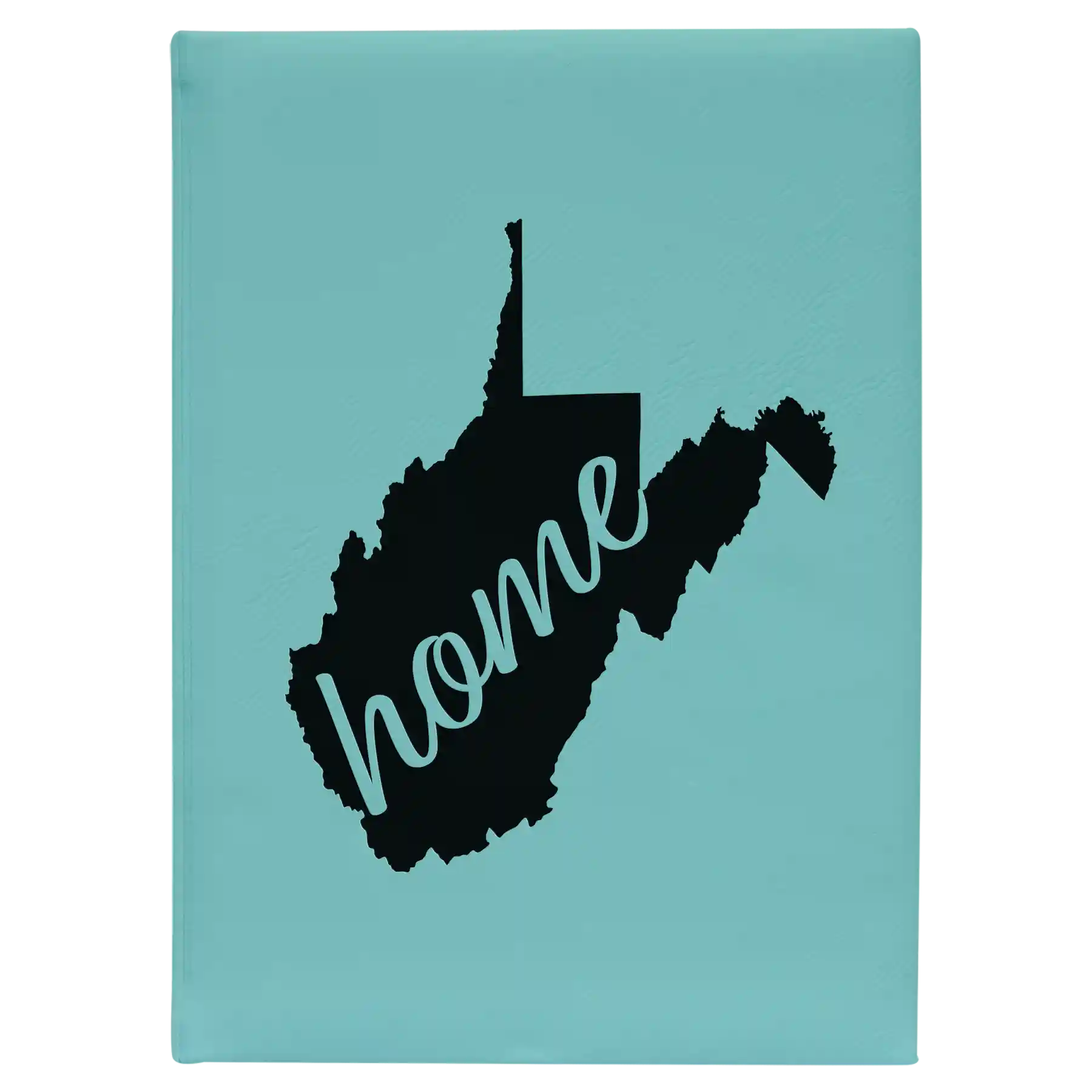 Large teal leatherette journal laser etched with 'West Virginia Home' design