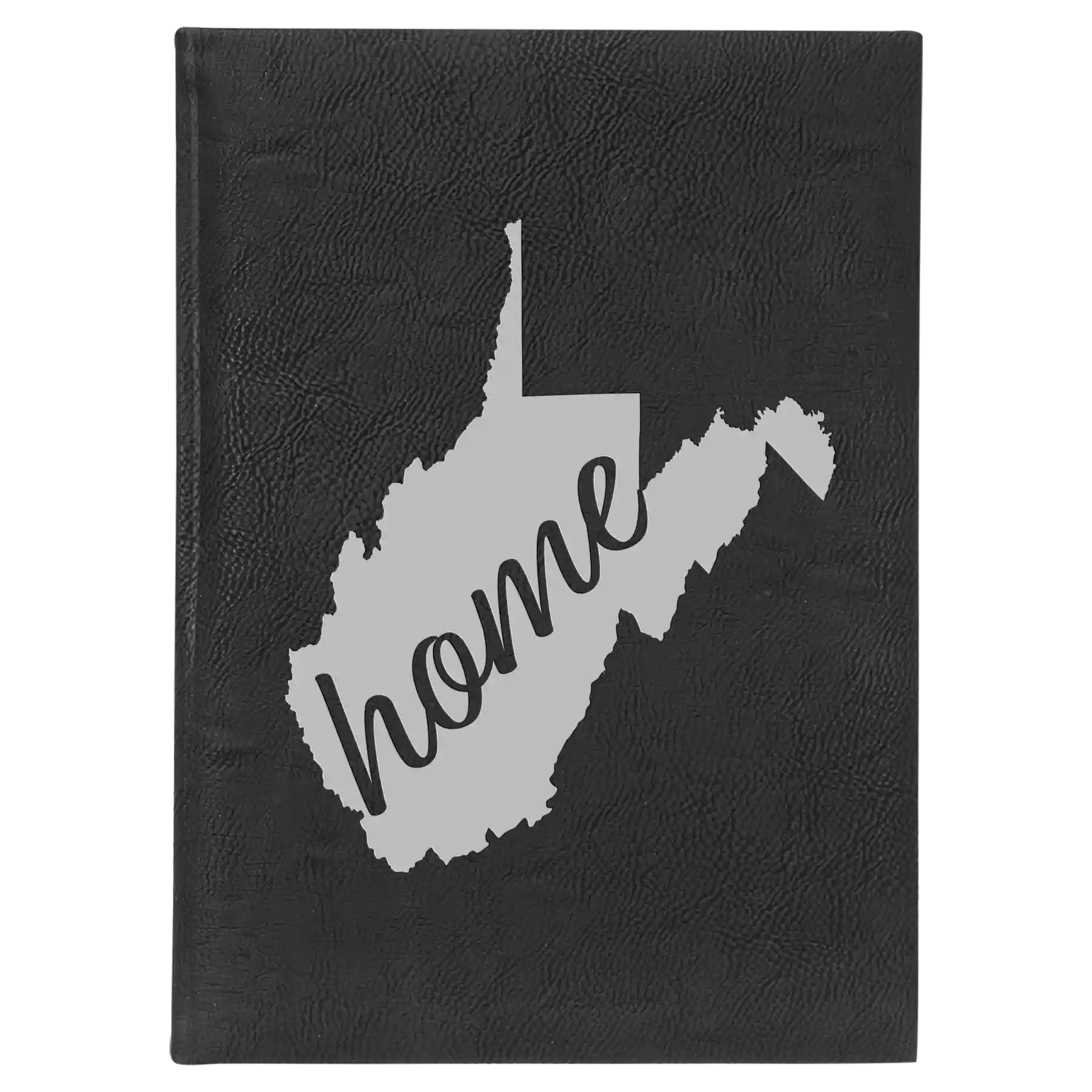 Large black/silver leatherette sketch book laser etched with 'West Virginia Home' design