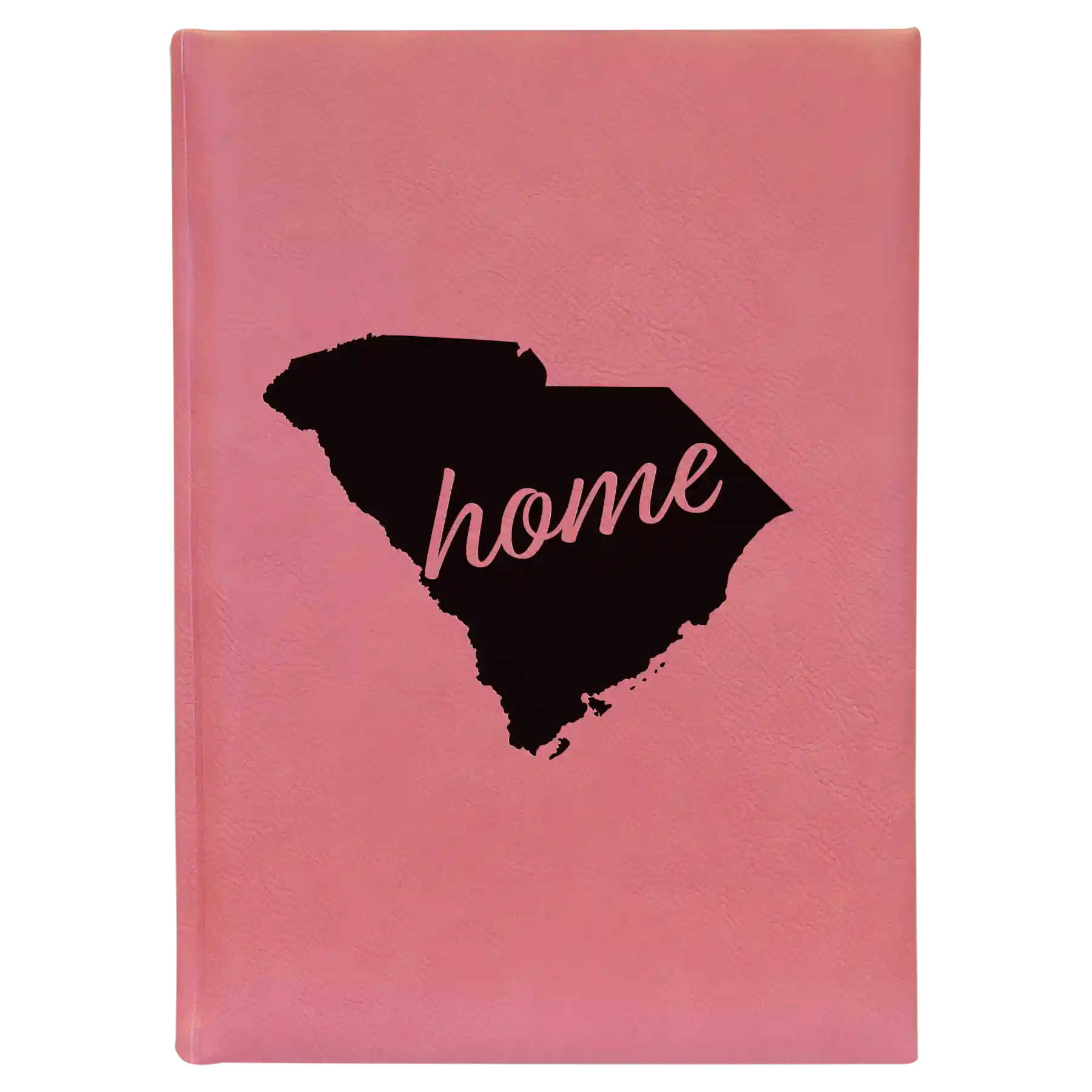 Large pink leatherette journal laser etched with 'South Carolina Home' design