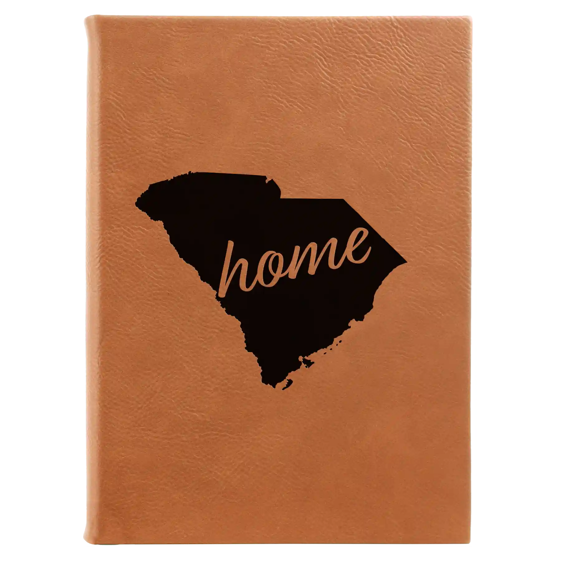 Large rawhide leatherette journal laser etched with 'South Carolina Home' design