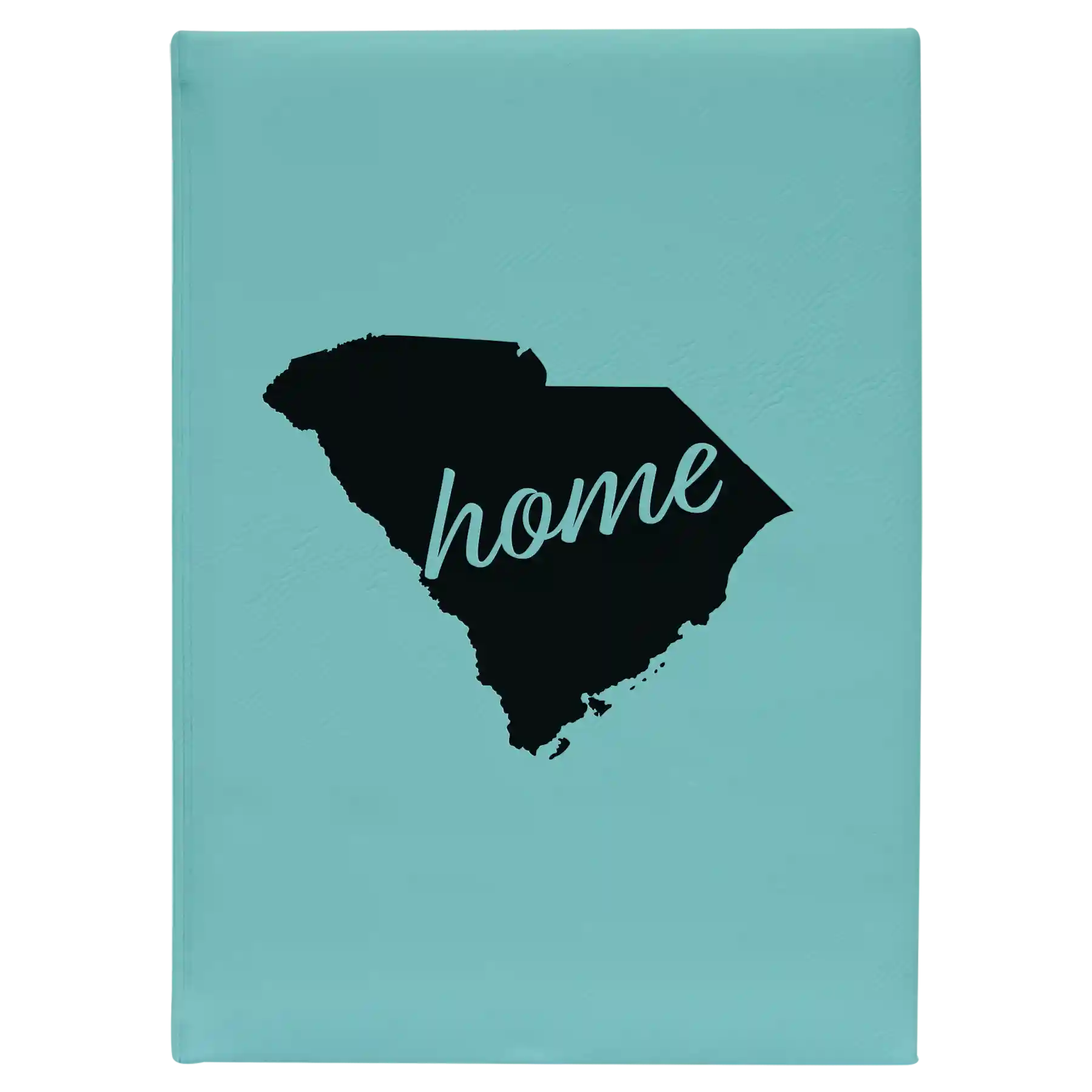 Large teal leatherette sketch book laser etched with 'South Carolina Home' design
