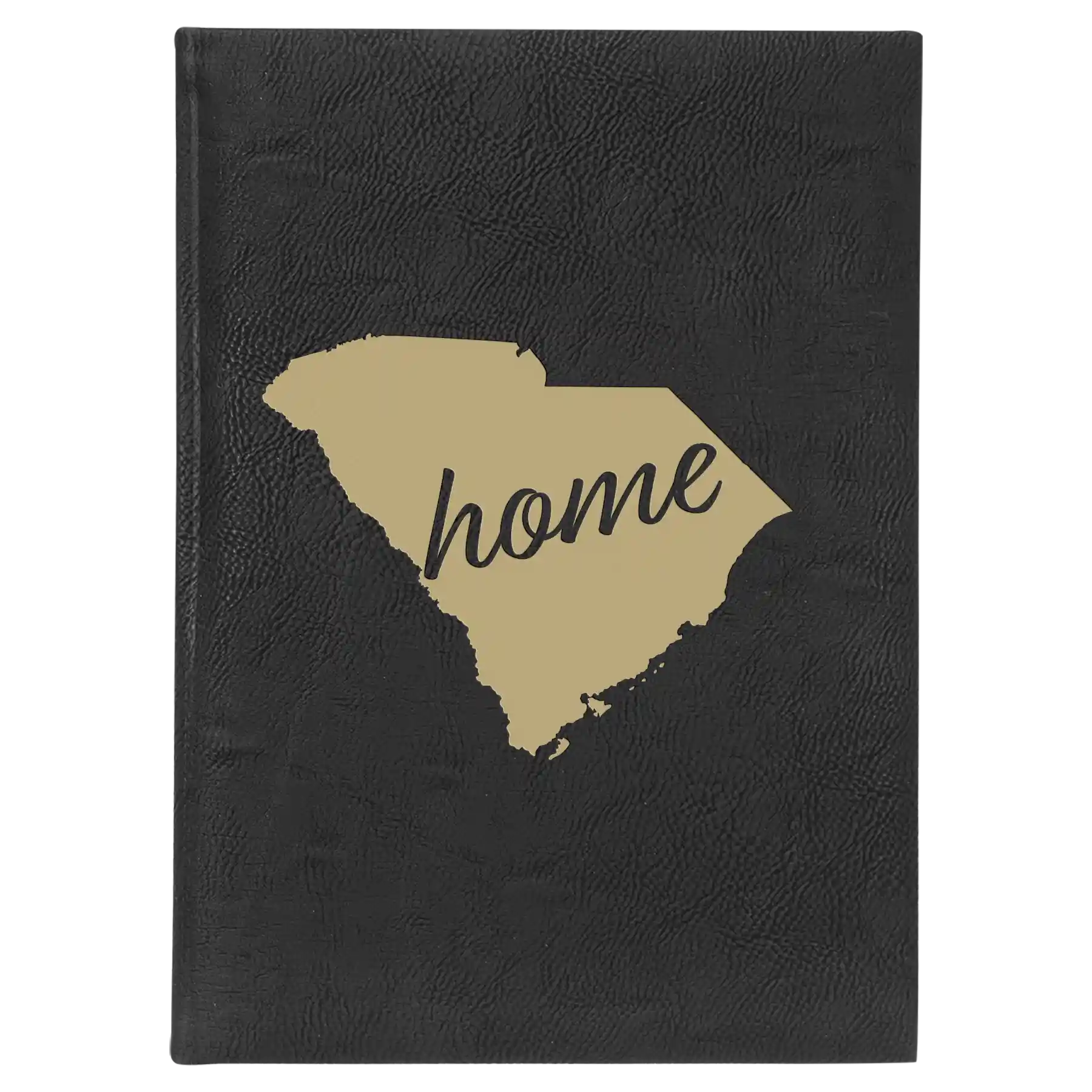 Large black/gold leatherette journal laser etched with 'South Carolina Home' design