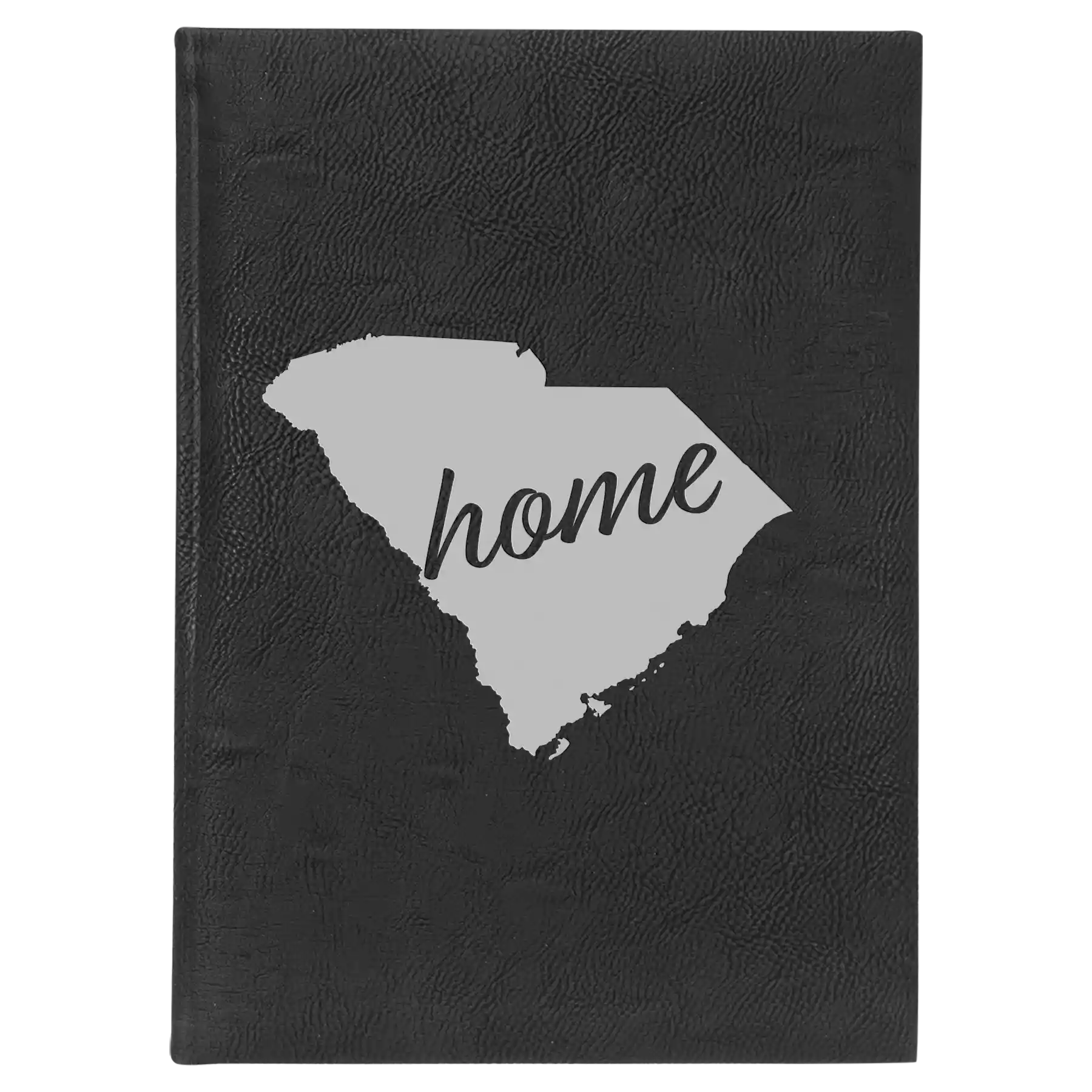 Large black/silver leatherette sketch book laser etched with 'South Carolina Home' design