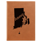 Large rawhide leatherette sketch book laser etched with 'Rhode Island Home' design