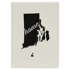 Large white leatherette sketch book laser etched with 'Rhode Island Home' design