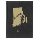 Large black/gold leatherette journal laser etched with 'Rhode Island Home' design