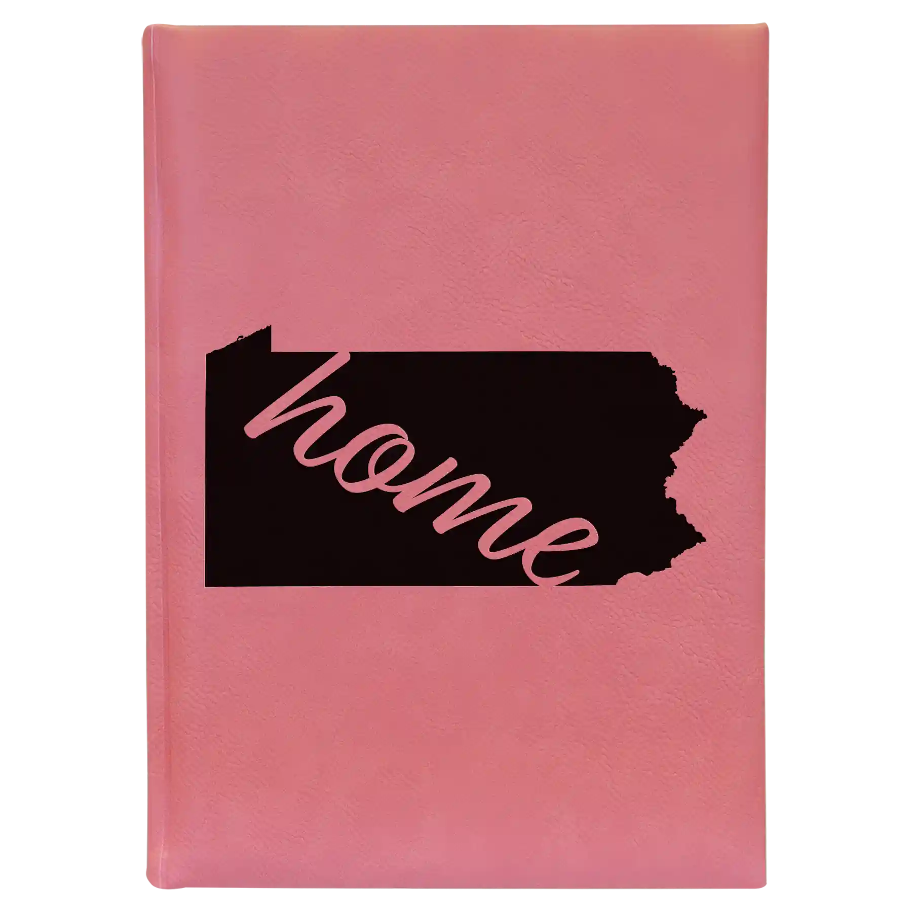 Large pink leatherette journal laser etched with 'Pennsylvania Home' design
