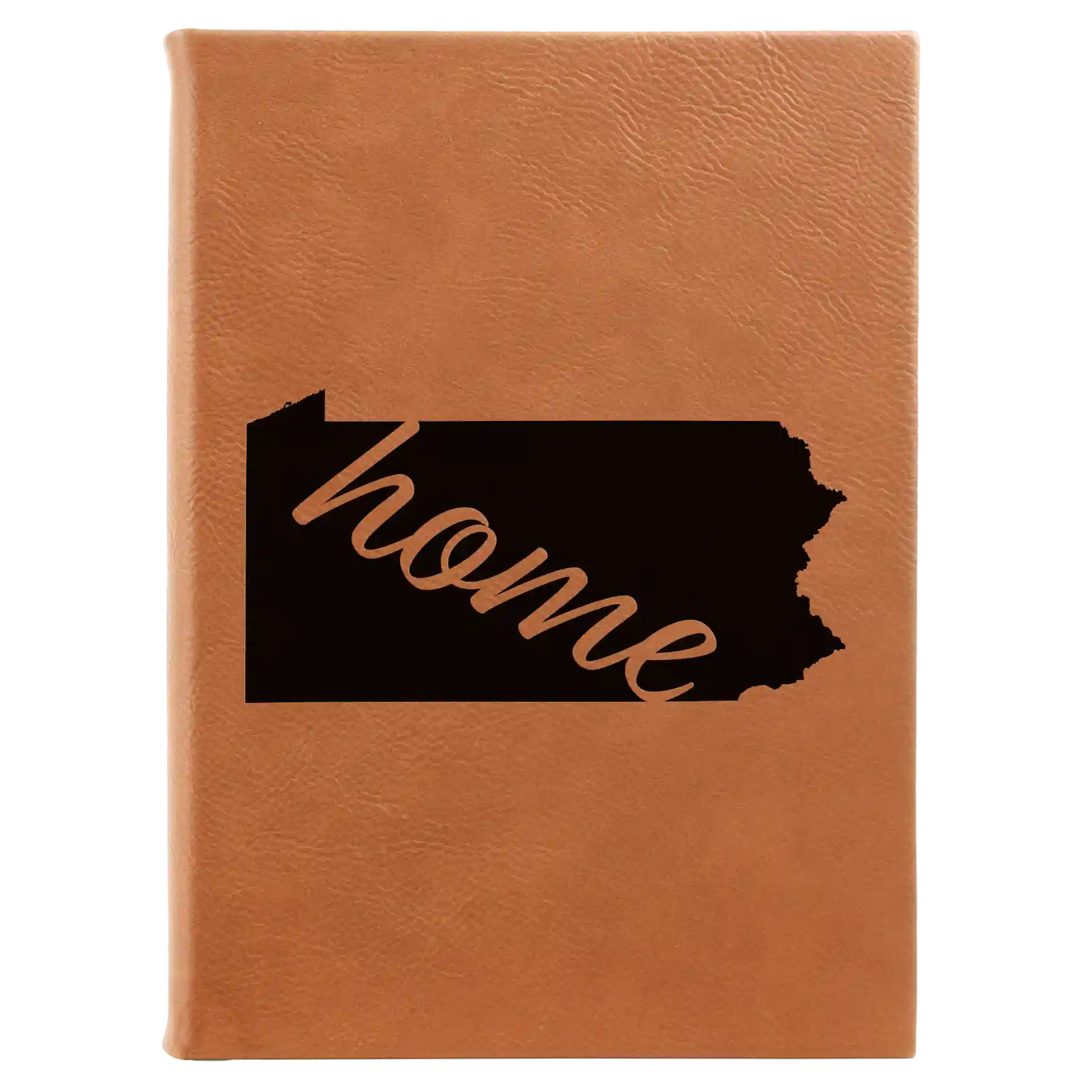 Large rawhide leatherette journal laser etched with 'Pennsylvania Home' design