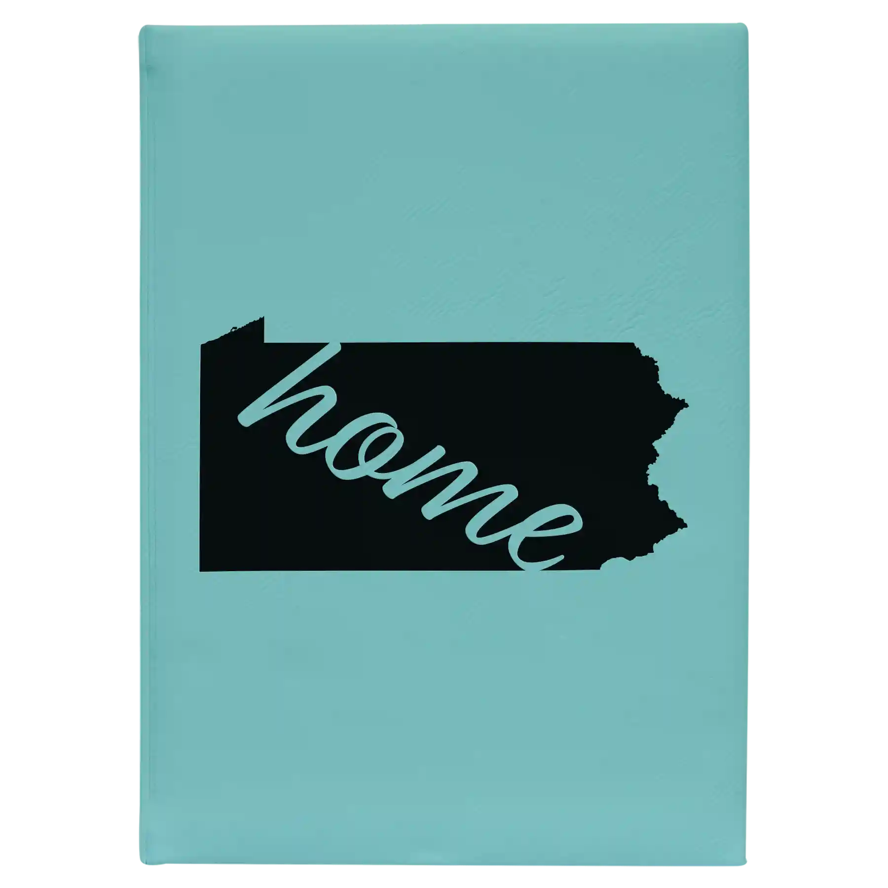 Large teal leatherette journal laser etched with 'Pennsylvania Home' design