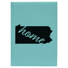Large teal leatherette sketch book laser etched with 'Pennsylvania Home' design