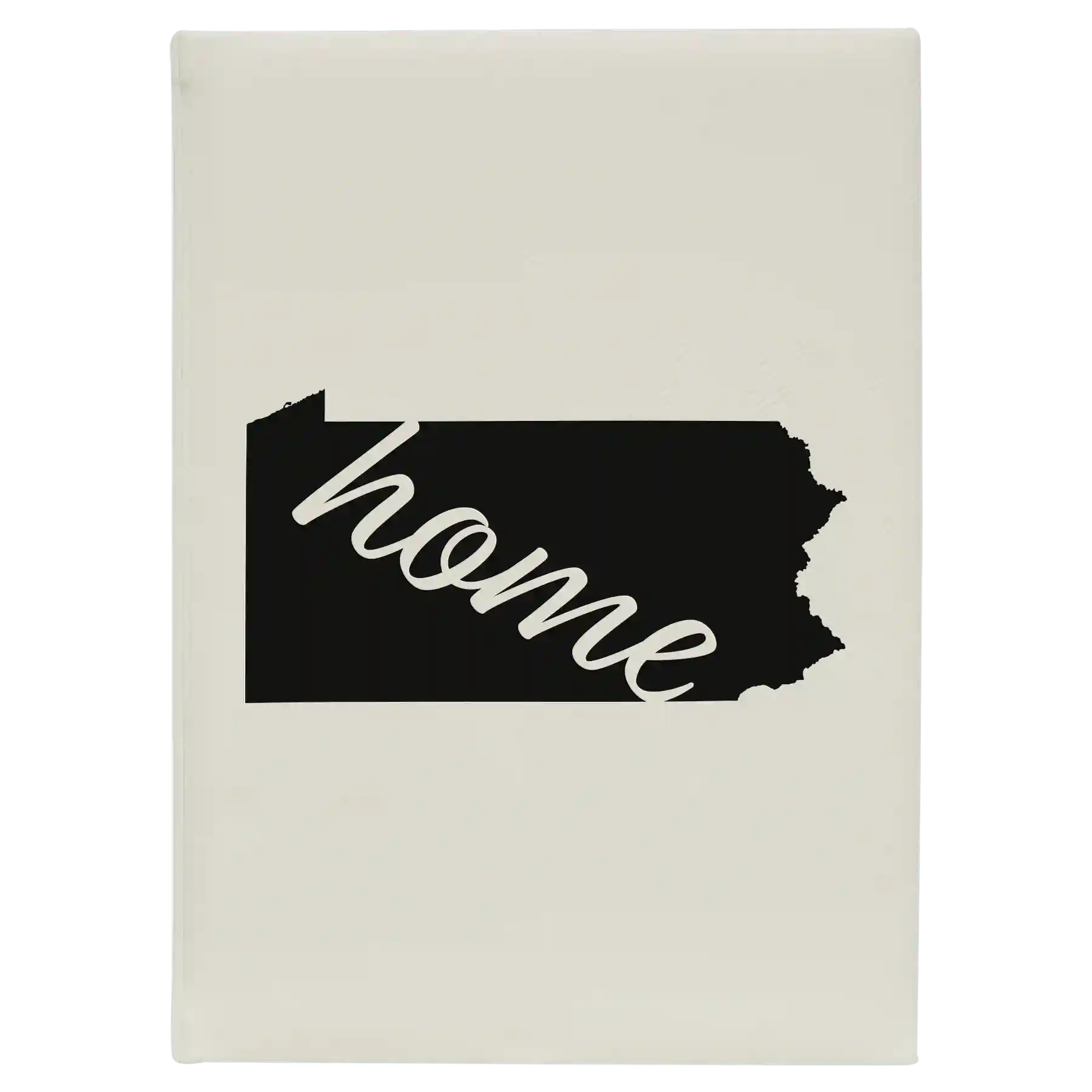 Large white leatherette sketch book laser etched with 'Pennsylvania Home' design