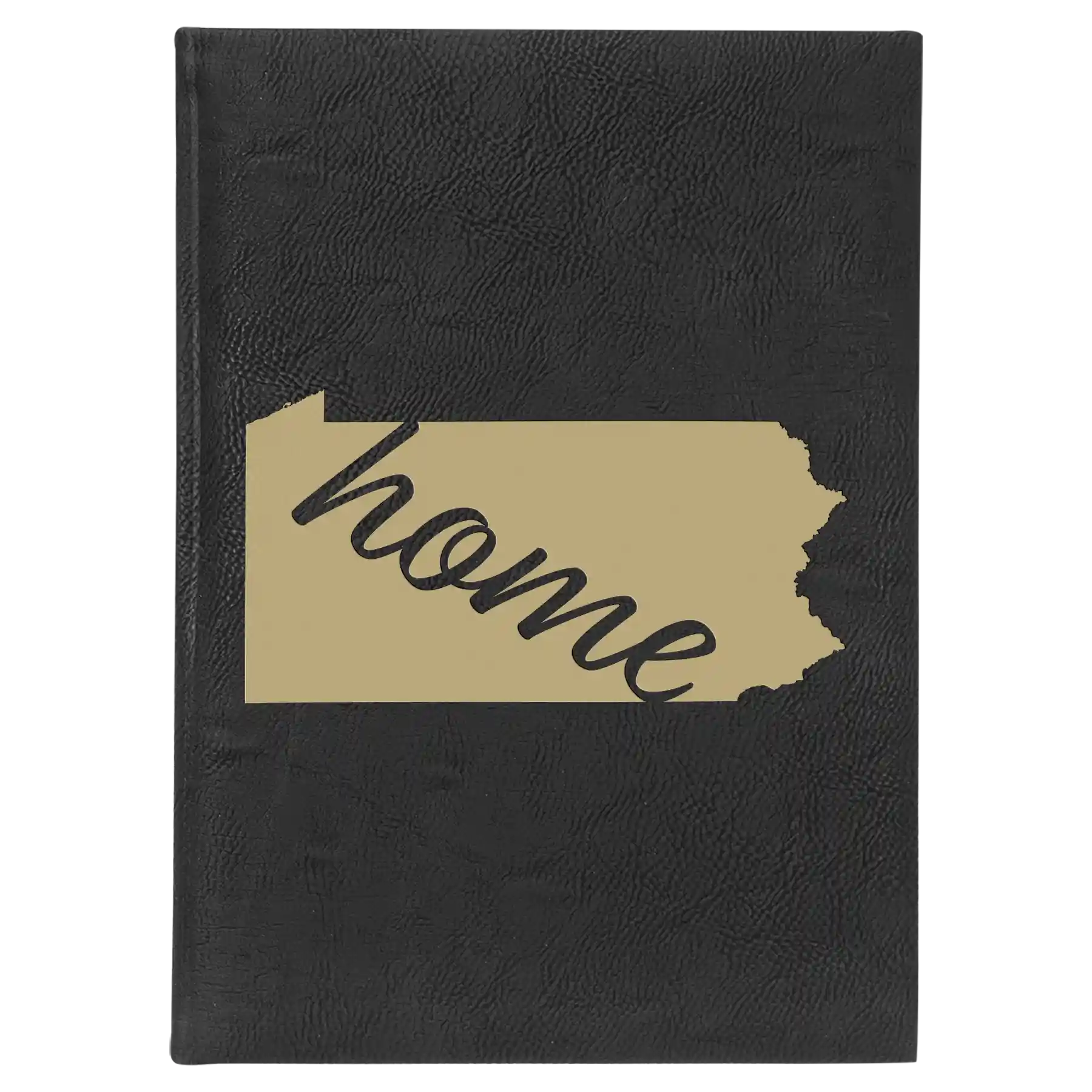 Large black/gold leatherette sketch book laser etched with 'Pennsylvania Home' design