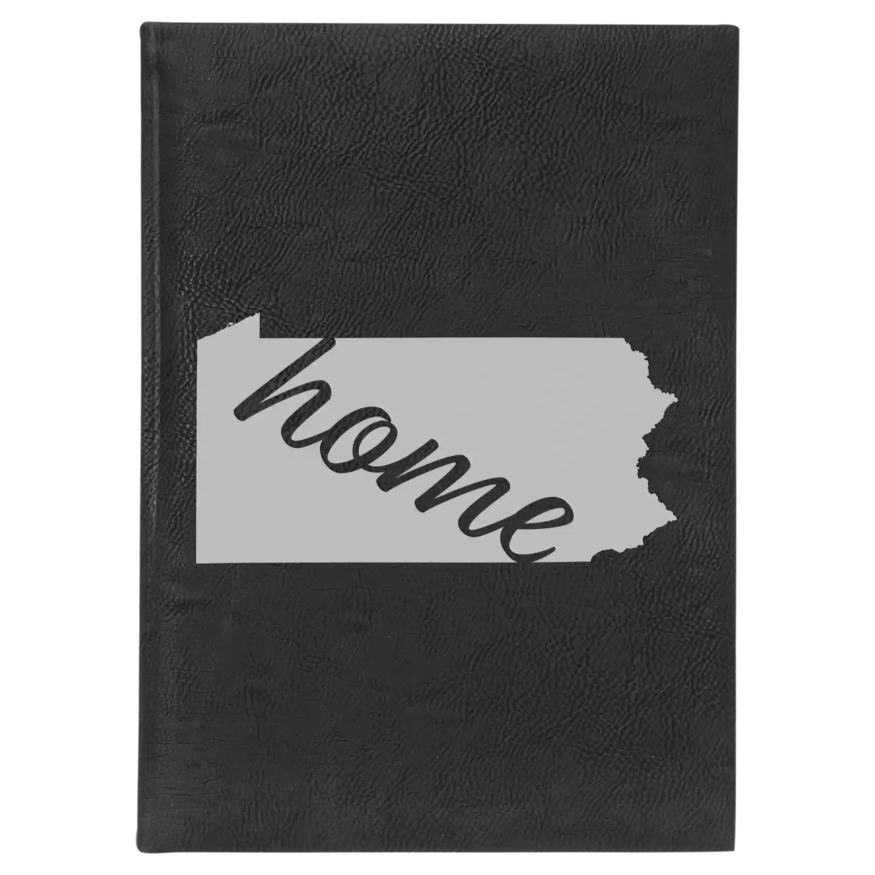 Large black/silver leatherette sketch book laser etched with 'Pennsylvania Home' design