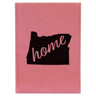 Large pink leatherette journal laser etched with 'Oregon Home' design