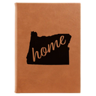 Large rawhide leatherette sketch book laser etched with 'Oregon Home' design