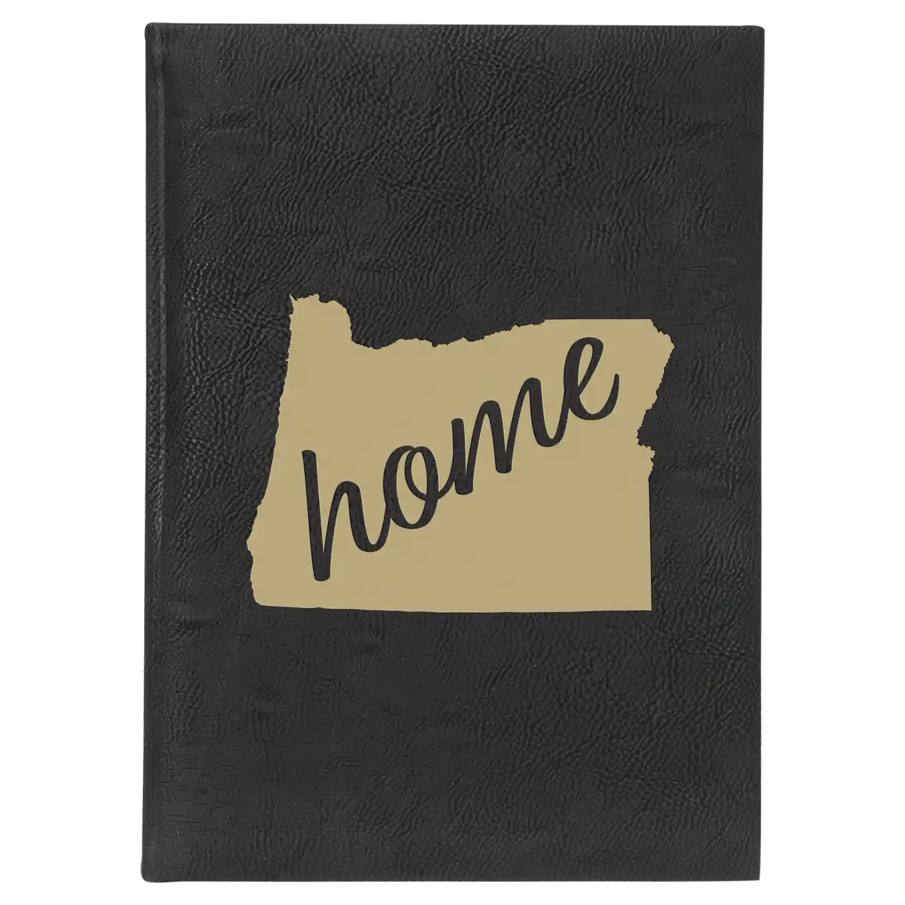 Large black/gold leatherette journal laser etched with 'Oregon Home' design