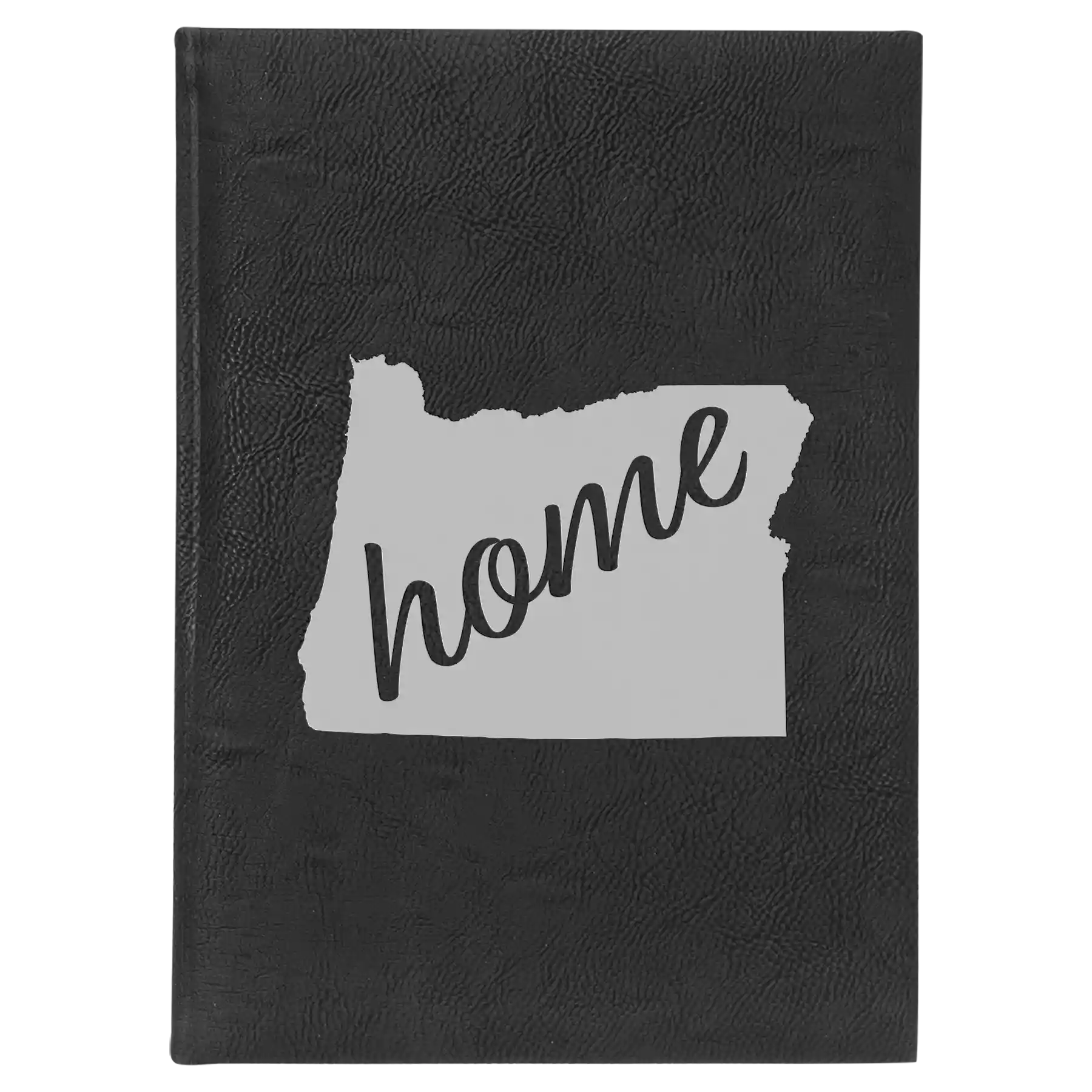Large black/silver leatherette sketch book laser etched with 'Oregon Home' design